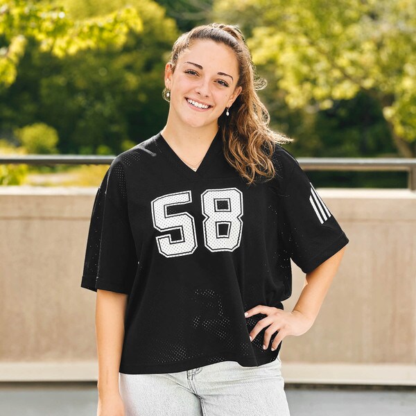 Hype & Vice Women's Vintage 5-Bar Black Football Jersey